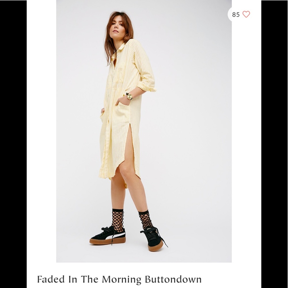 Free people faded in the morning button down